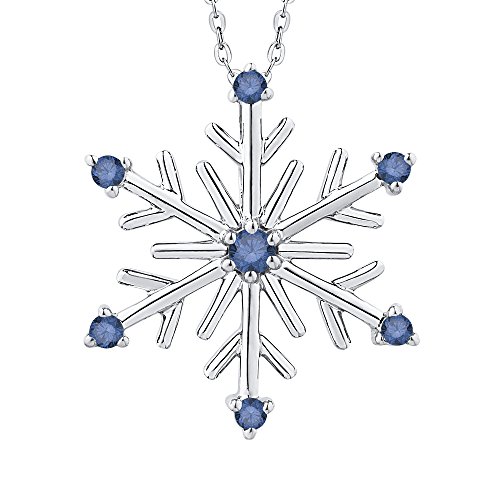 KATARINA Azul Diamante Copo de Nieve Colgante con Cadena en Plata de Ley (1/10 CTTW)