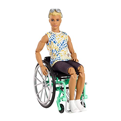 Ken Fashionista Muñeco con silla de ruedas, rampa y accesorios de moda (Mattel GWX93)