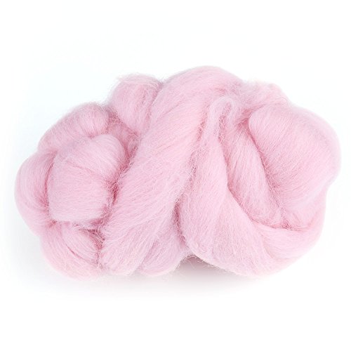 Kit de arranque de fieltro de aguja 1 rollo de lana de fieltro colorida para costura giratoria de mano de fibra de lana merino. rosa