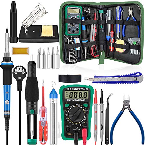 Kit del Soldador,Soldadores eléctricos,Kits de soldadura de Temperatura Ajustable,Multímetro digital,5 PCS Puntas,bomba desoldadora,soporte,Pinzas Antiestáticas,Destornilladores,Alambre de Soldadura Kit del Soldador,Soldadores eléctricos,Kits de soldadura de Temperatura Ajustable,Multímetro digital,5 PCS Puntas,bomba desoldadora,soporte,Pinzas Antiestáticas,Destornilladores,Alambre de Soldadura