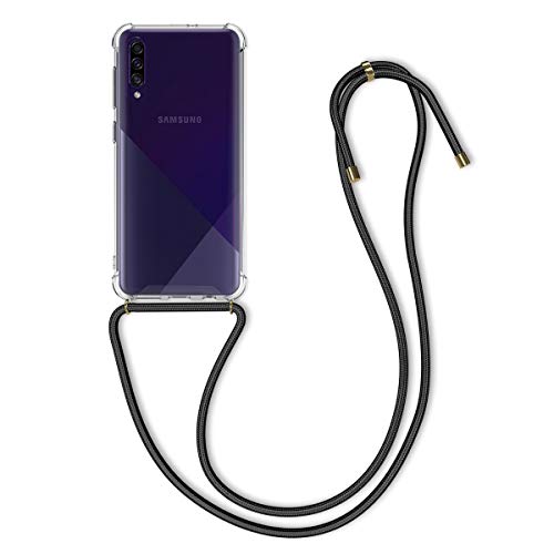kwmobile Funda con Cuerda Compatible con Samsung Galaxy A30s - Carcasa Transparente de TPU con Cuerda para Colgar en el Cuello
