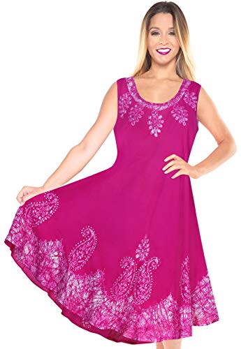 LA LEELA 3 en 1 Rayon teñido Anudado Camisetas sin Mangas señoras Partido Bordado Vestido Verano Traje baño Baile Ocasional Encubrir túnica sin Mangas Ropa Playa más Mujeres tamaño Vestido Noche Rosa LA LEELA 3 en 1 Rayon teñido Anudado Camisetas sin Mangas señoras Partido Bordado Vestido Verano Traje baño Baile Ocasional Encubrir túnica sin Mangas Ropa Playa más Mujeres tamaño Vestido Noche Rosa