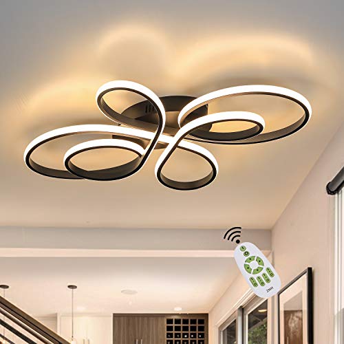 Lámpara de techo LED ZMH regulable con mando a distancia en color negro Lámpara de techo LED para salón Lámpara de salón creativa de 65 vatios fabricada en metal en forma de mariposa