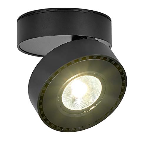 LANBOS 12W Lámpara de techo LED,Foco LED para techo y pared, Focos para el techo,Lámpara de pared,Luz de techo led,Plafón con Focos,Orientable, IP20, 10X6CM (Negro+Blanco Neutra)