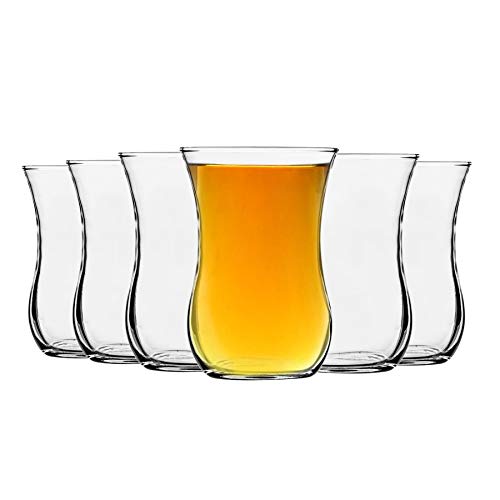 LAV Klasik de vidrio tazas de té para el café, bebidas calientes - estilo antiguo - 115 ml - Claro - Pack de 6