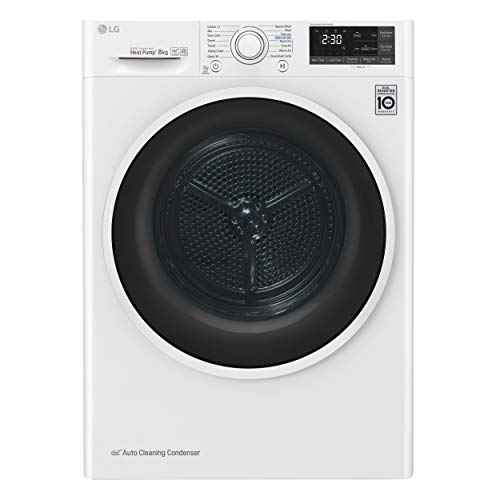 LG RC80U2AV4Q - Secadora Smart de 8 kg, clase A+++, con bomba de calor Dual Inverter, tecnología Eco Hybrid y Allergy Care, inteligencia artificial, carga frontal, instalación libre, color blanco