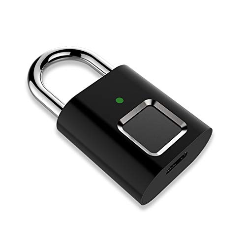 Liseng Cerradura de huellas dactilares Smart Door Lock IP65 impermeable de seguridad digital portátil de huellas dactilares candado USB sin llave