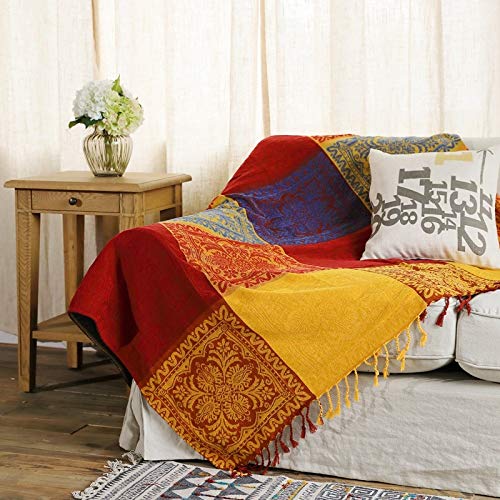 LMDY Decoración del hogar Primavera y otoño Retro Chenille Senior Sofá a Rayas Manta C Amarillo 220cm * 260cm LMDY Decoración del hogar Primavera y otoño Retro Chenille Senior Sofá a Rayas Manta C Amarillo 220cm * 260cm