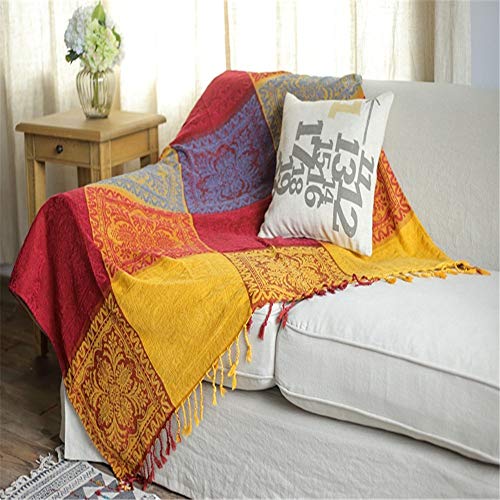 LMDY Decoración del hogar Primavera y otoño Retro Chenille Senior Striped Sofa Blanket D Yellow Plaid 220cm * 260cm LMDY Decoración del hogar Primavera y otoño Retro Chenille Senior Striped Sofa Blanket D Yellow Plaid 220cm * 260cm