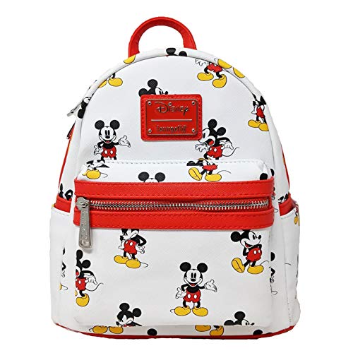 Loungefly Disney Mickey Mouse With Red Trim All Over Print Womens Double Strap Shoulder Bag Purse