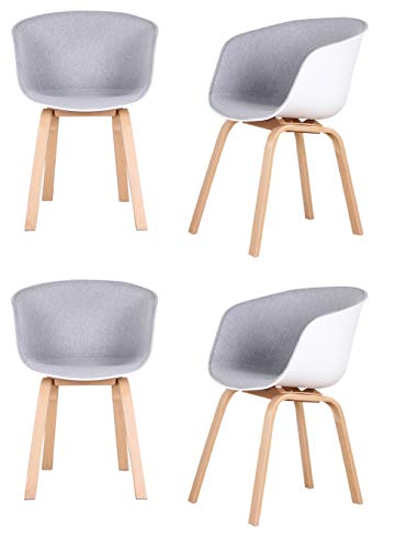 Luckeu - Juego de 4 sillas de comedor modernas con brazos, apoyabrazos y respaldo para restaurante, cocina, dormitorio, sala de estar, sillas laterales suaves con patas de madera Luckeu - Juego de 4 sillas de comedor modernas con brazos, apoyabrazos y respaldo para restaurante, cocina, dormitorio, sala de estar, sillas laterales suaves con patas de madera