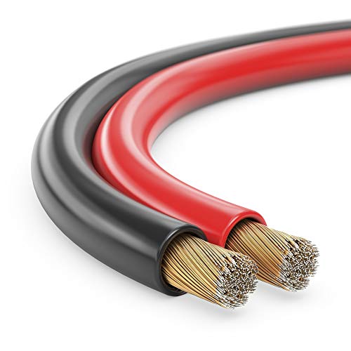 Manax – Cable de Altavoz (2 x 1,50 mm², CCA, Rojo/Negro Rollo de 50 m