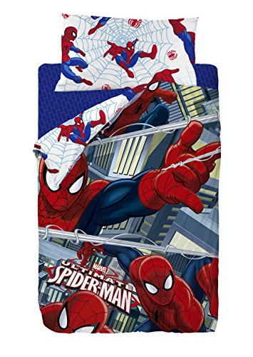 Marvel Spiderman Saco nórdico, Algodón-Poliéster, Multicolor, Cama 80/95 (Twin), 190.0x90.0x25.0 cm, 2 Unidades
