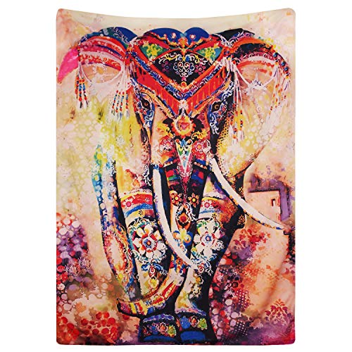 Maustic Psychedelic - Tapiz con diseño de elefante y flores, estilo hippie mandala, bohemio, tradicional indio, para colgar en la pared, para mesa, sofá, picnic, playa, 210 x 150 cm
