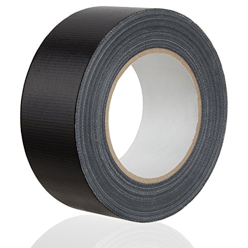 MAXKO cinta americana, fuerte, negra, 50 m x 50 mm/cinta adhesiva de tela reforzada/cinta de ductos/cinta gran poder adhesivo