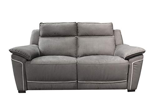 Meubletmoi - Sofá relaxation de 2,5 plazas, color gris motorizado, tejido de antelina suave, muy cómodo, mullido
