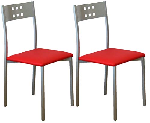 Miroytengo Pack 2 sillas Cocina Estilo Moderno Costa Color Rojo Comedor Pata Metal 86x47x41