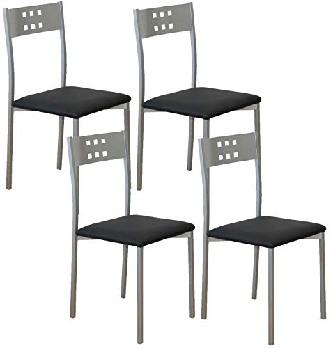 Miroytengo Pack 4 sillas Color Negro Cocina Costa Estilo Moderno Patas Gris 86x47x41