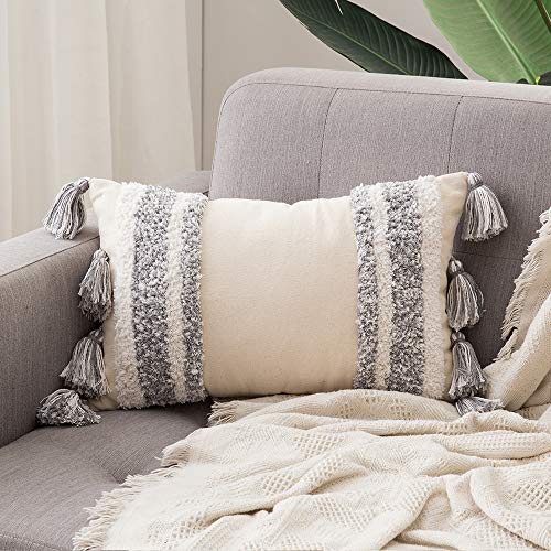 MIULEE Funda de Cojín Protectores Cojines de Decorativa Cuadrado Copetudas Moderna Suave para Sofá Silla Cama Sala de Estar DormitorioHogar 1 Pieza 30x50cm, Blanco + Gris MIULEE Funda de Cojín Protectores Cojines de Decorativa Cuadrado Copetudas Moderna Suave para Sofá Silla Cama Sala de Estar DormitorioHogar 1 Pieza 30x50cm, Blanco + Gris