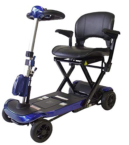 Mobiclinic, Ulises, Scooter plegable minusválido, personas con movilidad reducida, adultos, discapacitados, Eléctrico, Sistema automático con mando, Auton. 15Km, 24V, Azul