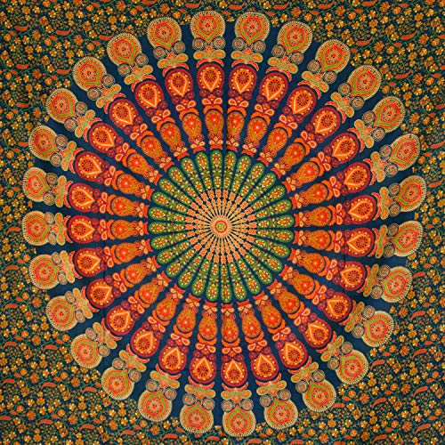 Momomus Tapiz de Mandala - Hecho a Mano con Algodón 100% y Tintes Vegetales Naturales - Adorno de Arte para Pared de Hogar, Pareo/Toalla de Playa Grande, Sofá - Elegante y Bohemio - Verde,210x230cm Momomus Tapiz de Mandala - Hecho a Mano con Algodón 100% y Tintes Vegetales Naturales - Adorno de Arte para Pared de Hogar, Pareo/Toalla de Playa Grande, Sofá - Elegante y Bohemio - Verde,210x230cm