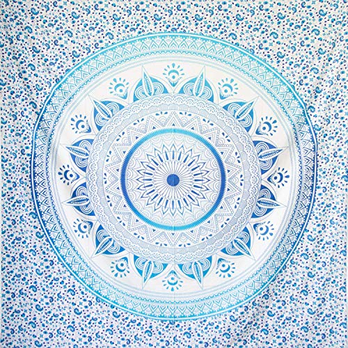 MOMOMUS Tapiz Mandala Sol - 100% Algodón, Grande, Multiuso - Plaid/Foulard/Tela/Colcha Ideal como Cubre Sofá/Cama - Azul MOMOMUS Tapiz Mandala Sol - 100% Algodón, Grande, Multiuso - Plaid/Foulard/Tela/Colcha Ideal como Cubre Sofá/Cama - Azul