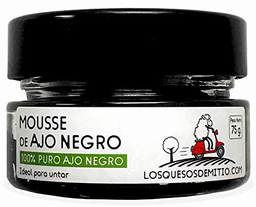 Mousse de ajo negro ecológico español (dos botes de 75g, total 150g), ideal para untar, antioxidante natural de Losquesosdemitio (Las Pedroñeras)