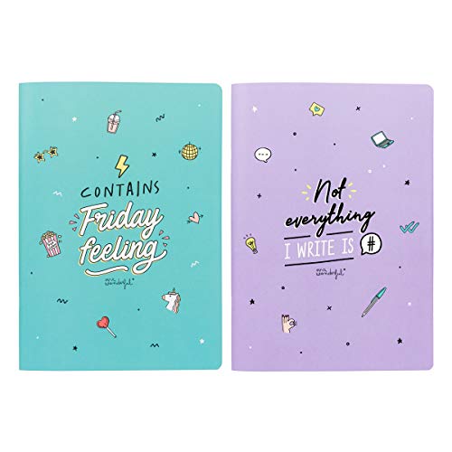 Mr. Wonderful Set of Two A4 notebooks-Contains Friday Feeling, Multicolor, Talla única