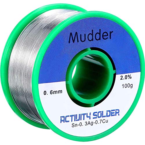 Mudder Lead Free Solder Wire Sn99 Ag0.3 Cu0.7 with Rosin Core for Electrical Soldering 100g (0.6 mm)