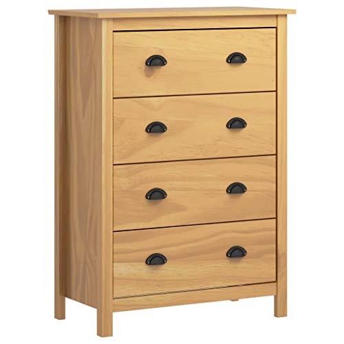 Mueble de almacenamiento con 4 cajones, cómoda blanca sinfonier de madera de pino maciza para salón, entrada, dormitorio de dormitorio, 79 x 40 x 110 cm, marrón miel Mueble de almacenamiento con 4 cajones, cómoda blanca sinfonier de madera de pino maciza para salón, entrada, dormitorio de dormitorio, 79 x 40 x 110 cm, marrón miel