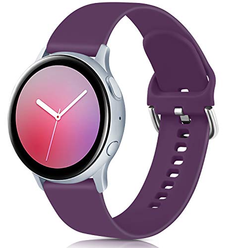 Mugust Correa de 20 mm compatible con Samsung Galaxy Watch Active Strap/Active 2, silicona suave de repuesto para Galaxy Watch Active 2 44 mm/Galaxy Watch Active 40 mm/Galaxy Watch 3 41 mm (morado, L)