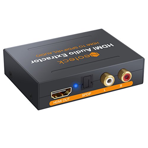 Neoteck HDMI Audio Extractor 1080P HDMI a Óptico SPDIF Toslink Convertidor + Adaptador de Vídeo HDMI Splitter HD Pass/2.0CH/5.1CH Soporta 3D para BLU-Ray DVD Player One Sky Caja PS3/4