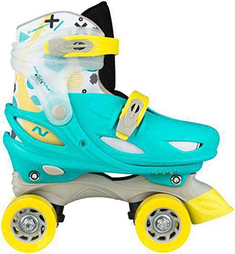Nijdam Kids Rollerskates Adjustable Hardboot Rally Scooter Emerald/Yellow/White, tamaño:30-33