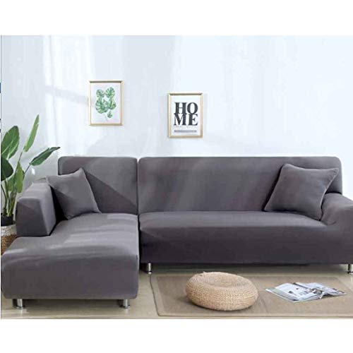 NO BRAND Funda de Sofa Elástica Chaise Longue Brazo Largo Derecho Funda Cubre Sofá Modelo Acolchado Diseñada de Forma L (Color : Silver Gray, Size : 4 Seat(235-300CM))