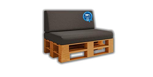 Pack Ahorro Asiento + Respaldo de Cojines para Sofa de palets / europalet | Desenfundable | Interior y Exterior | Color Gris Nautico |100% Impermeable | Espuma de Alta Densidad.