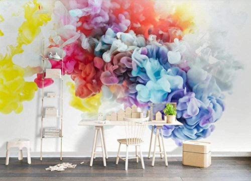 Papel pintado abstracto del humo del color de la tinta de la fantasía Papel pintado no tejido Mural del efec Pared Pintado Papel tapiz 3D Decoración dormitorio Fotomural sala sofá mural-300cm×210cm