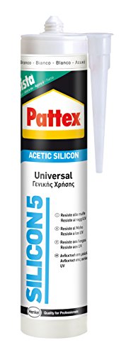 Pattex Silicon 5, silicona ácida universal ideal exteriores, blanco, 280 ml