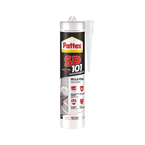 Pattex SP101 Original, adhesivo sellador para interiores y exteriores, polímero sellador transparente multimaterial, sellador de juntas en cartucho, 1 x 280 ml