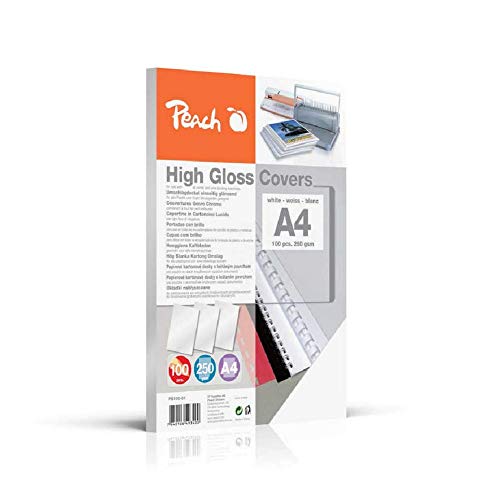 Peach High Gloss Cover Sheets, 250 gsm, A4, White, 100 Sheets