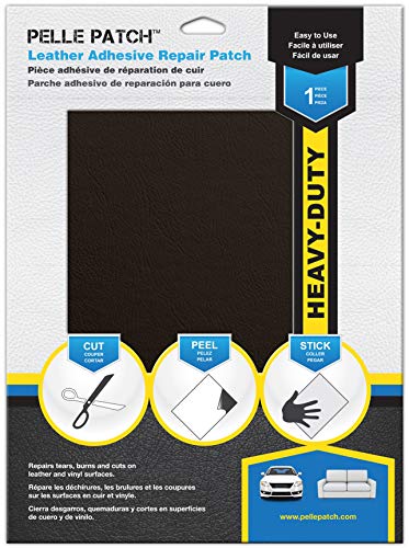 Pelle Patch - Parche Adhesivo de reparación para Cuero y Vinilo - Disponible en 25 Colores - Heavy-Duty 20cm x 28cm - Marrón Oscuro