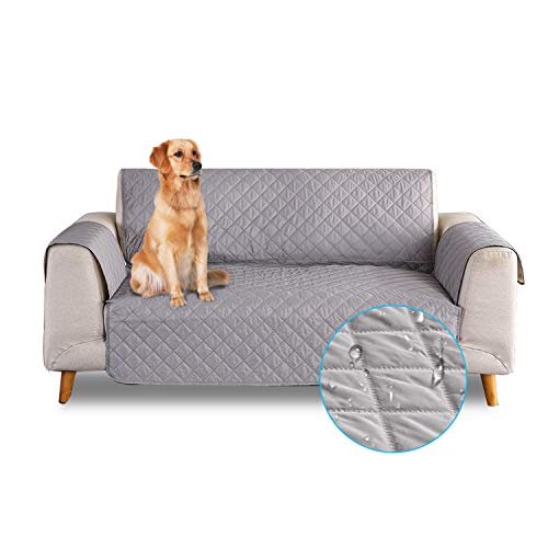 PETCUTE Funda de sofá 3 plazas Cubre Sofas Impermeable Protector de sofá Antideslizante Acolchado Sofas Fundas para Perros Gris
