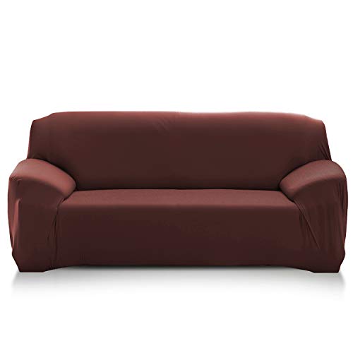 PETCUTE Fundas de sofá elasticas Protector de sofá Funda Elastica Chaise Longue Cubre Sofa Elastico Funda Sillon marrón 4 plazas