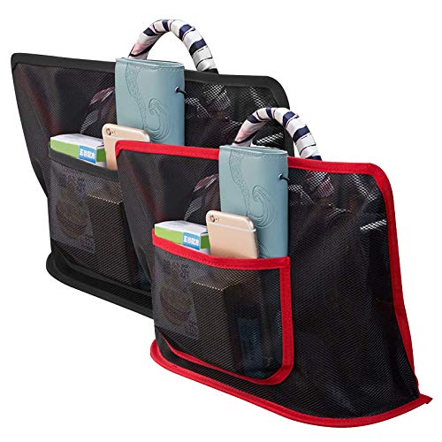 PETSBURG Car Net Pocket Handbag Holder Between Car Seat Storage - Handbag Holder,Seat Storage Mesh Organizer,Barrier of Backseat Pet Kids, Cargo Tissue Holder (Advanced Red + Black)