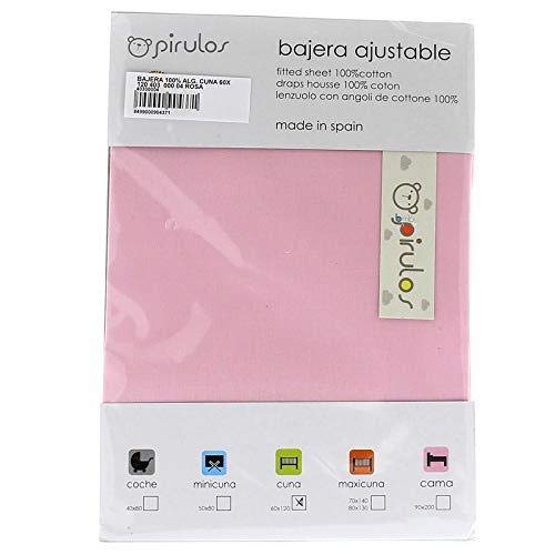 Pirulos Sábana Bajera Ajustable de Alta Calidad 100% Algodón para Cuna de 60 x 120 cm/Sábana Bajera Cuna Bebé Alta Calidad, Color Rosa Pirulos Sábana Bajera Ajustable de Alta Calidad 100% Algodón para Cuna de 60 x 120 cm/Sábana Bajera Cuna Bebé Alta Calidad, Color Rosa