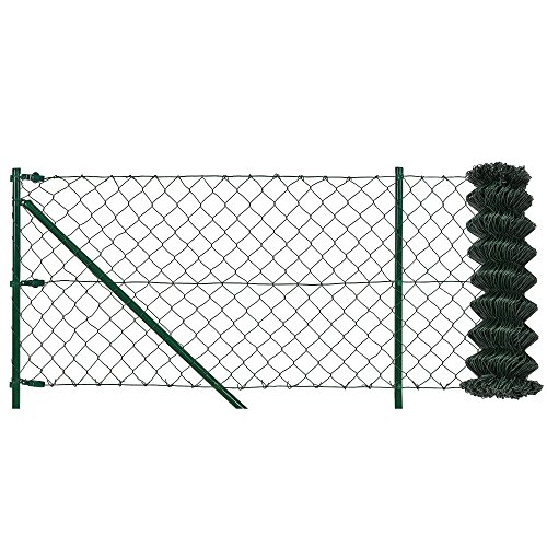 [pro.tec] Set completo valla cerca - malla de alambre de acero galvanizado (80cm x 25m) verde - incluye postes, puntales, anclajes y soporte