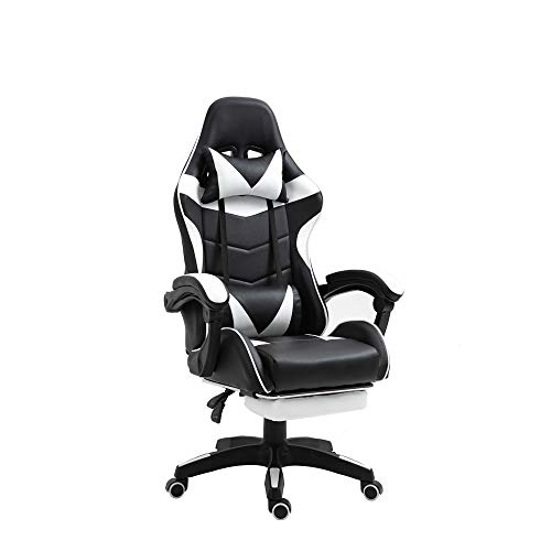 RAC TLV-A1010-WHITE Silla de Oficina PC Gaming Videojuegos Racing Escritorio Sillon Gamer Despacho, Negro - Blanco