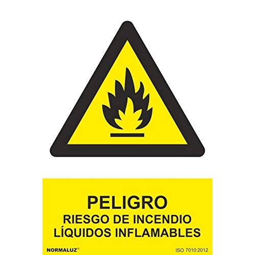 RD30918 - Señal Peligro Riesgo De Incendio Líquidos Inflamables Aluminio 0,5 mm 21x30 cm con CTE, RIPCI Nueva Legislación