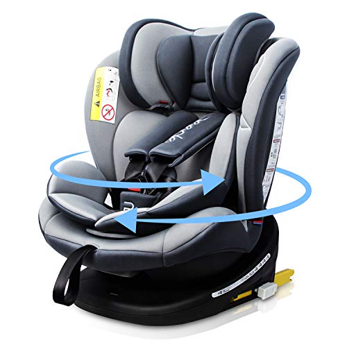 Reecle Silla de Coche Giratoria 360º con ISOFIX, Grupo 0+/1/2/3 (0~36kg), Aprox. 0-12 años (Gris) Reecle Silla de Coche Giratoria 360º con ISOFIX, Grupo 0+/1/2/3 (0~36kg), Aprox. 0-12 años (Gris)