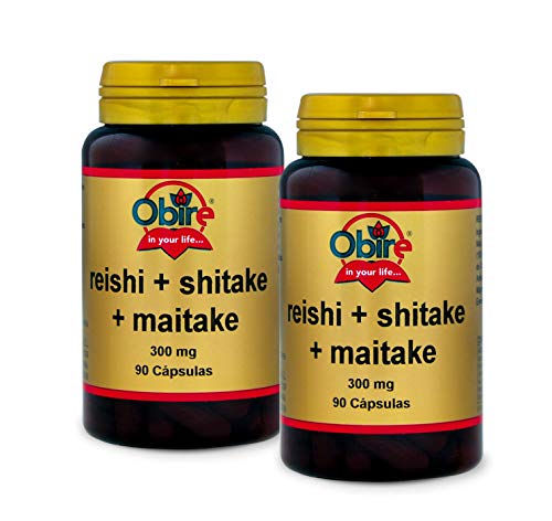 Reishi + shitake + maitake 300 mg. 90 capsulas (Pack 2 unid.)