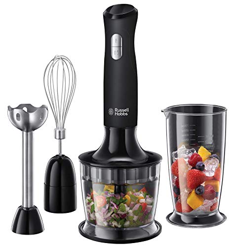 Russell Hobbs Matte Black - Batidora de Mano 3 en 1 (Minipicadora, Batidora Repostería, Varilla Picadora, 500 W, Negro) - ref. 24702-56 Russell Hobbs Matte Black - Batidora de Mano 3 en 1 (Minipicadora, Batidora Repostería, Varilla Picadora, 500 W, Negro) - ref. 24702-56